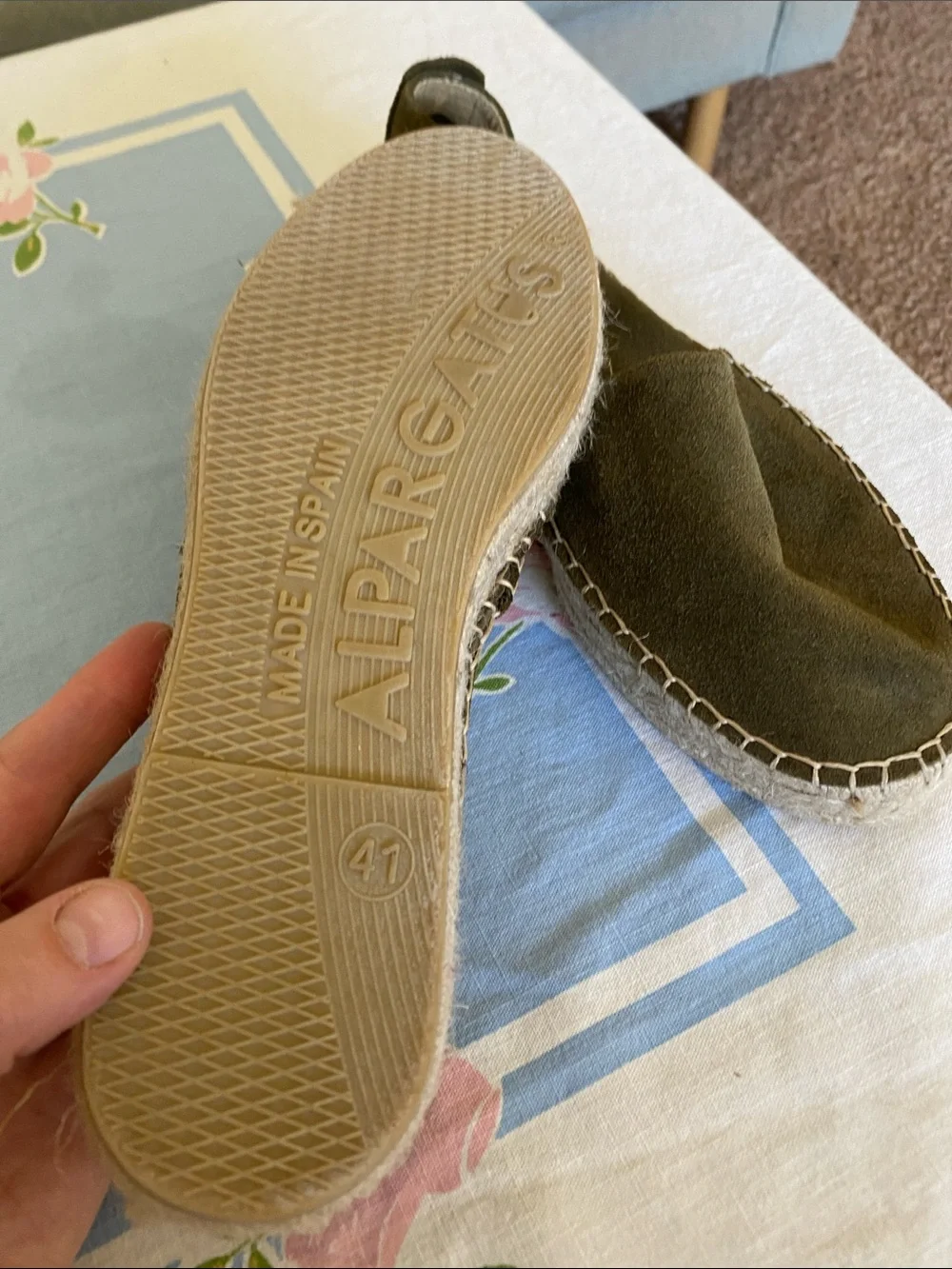 Olive Suede Espadrille Slip-On Flats